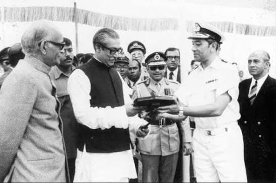Rear Admiral M. H. Khan with Bangabandhu Sheikh Mujibur Rahman